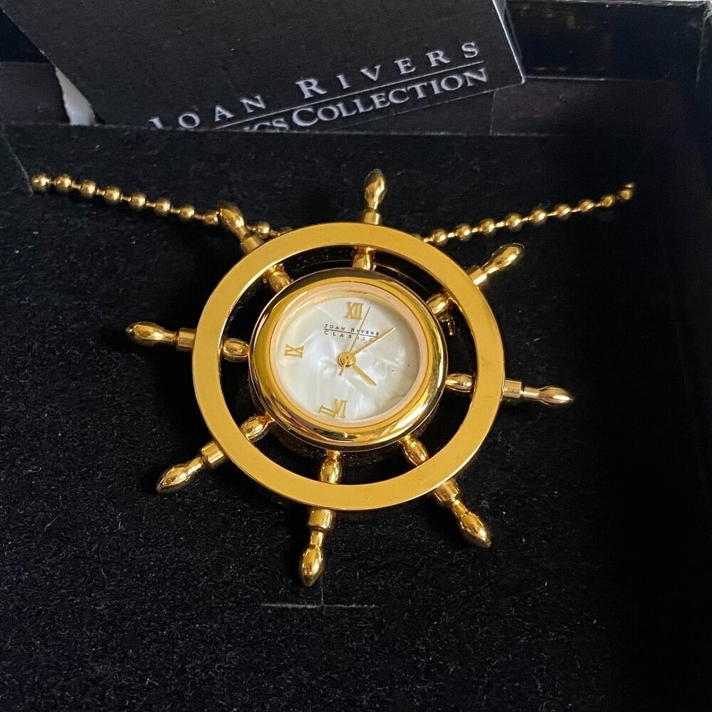 Joan Rivers VTG Nautical Watch Brooch Pendant Necklace​​​